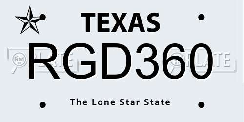 RGD360 Texas License Plate