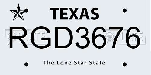 RGD3676 Texas License Plate