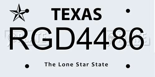 RGD4486 Texas License Plate