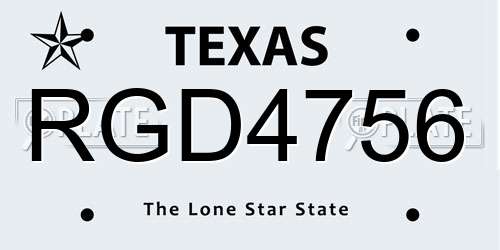 RGD4756 Texas License Plate