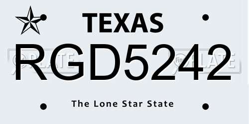 RGD5242 Texas License Plate