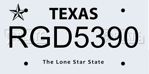 RGD5390 Texas License Plate