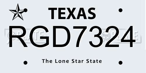 RGD7324 Texas License Plate