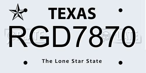 RGD7870 Texas License Plate
