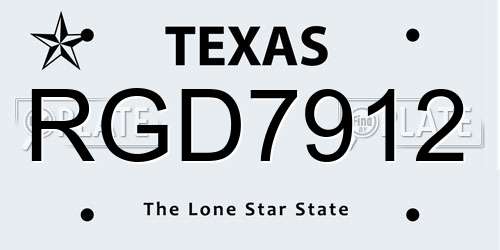 RGD7912 Texas License Plate