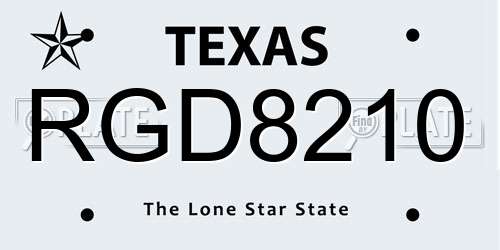 RGD8210 Texas License Plate