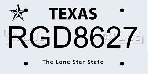 RGD8627 Texas License Plate