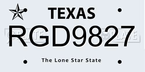 RGD9827 Texas License Plate