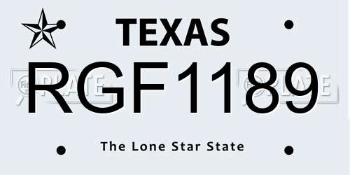 RGF1189 Texas License Plate