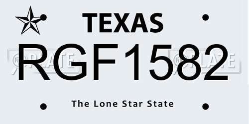 RGF1582 Texas License Plate