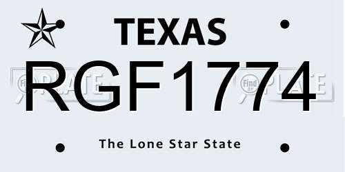 RGF1774 Texas License Plate
