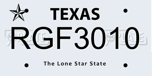 RGF3010 Texas License Plate
