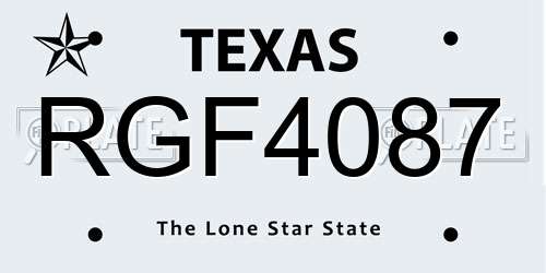 RGF4087 Texas License Plate