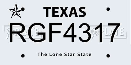 RGF4317 Texas License Plate