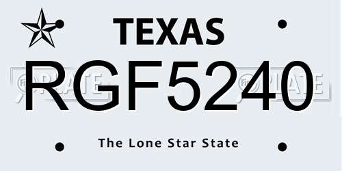RGF5240 Texas License Plate