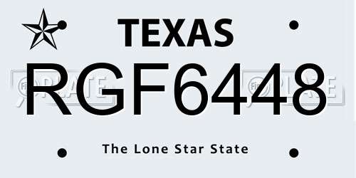 RGF6448 Texas License Plate