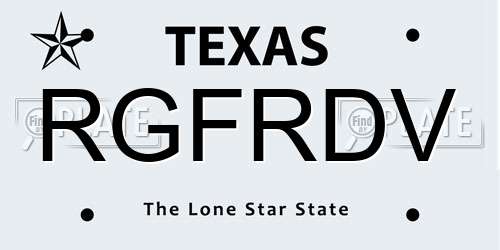 RGFRDV Texas License Plate