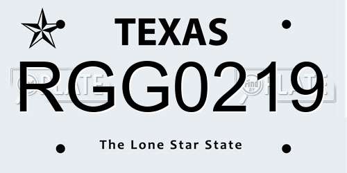 RGG0219 Texas License Plate