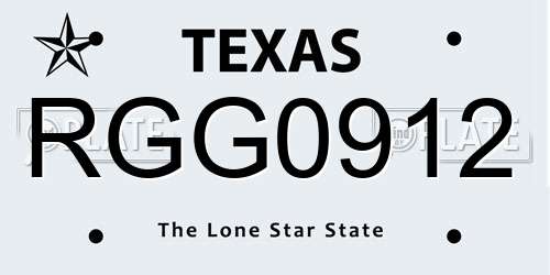 RGG0912 Texas License Plate