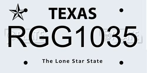 RGG1035 Texas License Plate