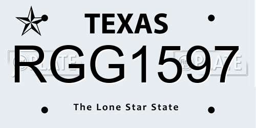 RGG1597 Texas License Plate