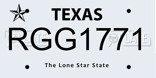 RGG1771 Texas License Plate