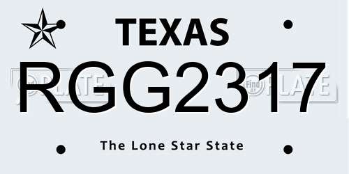 RGG2317 Texas License Plate