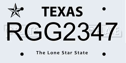 RGG2347 Texas License Plate