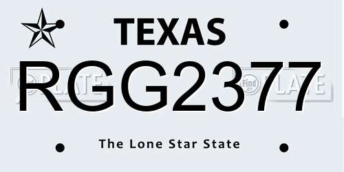 RGG2377 Texas License Plate