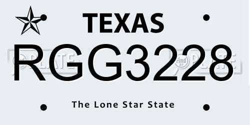 RGG3228 Texas License Plate