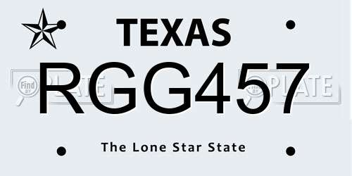 RGG457 Texas License Plate