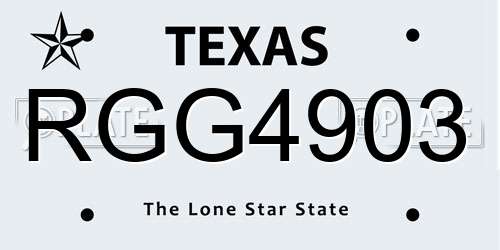 RGG4903 Texas License Plate