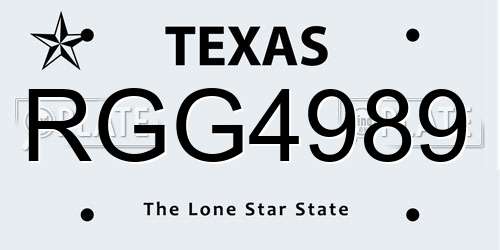 RGG4989 Texas License Plate