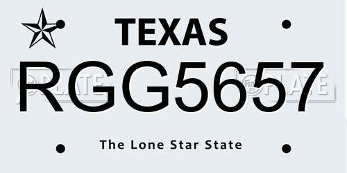 RGG5657 Texas License Plate