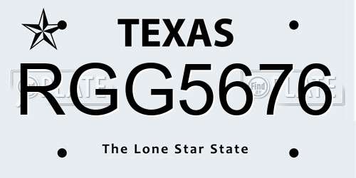 RGG5676 Texas License Plate