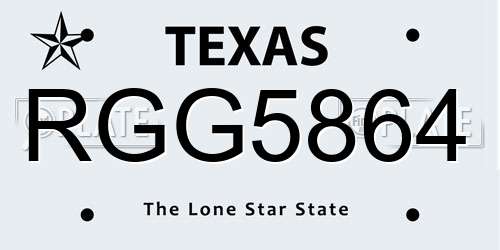 RGG5864 Texas License Plate