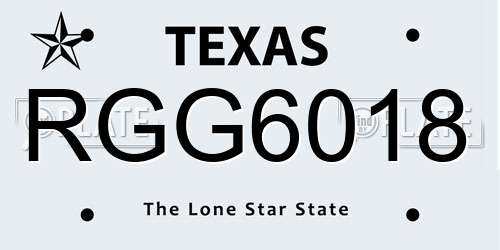 RGG6018 Texas License Plate