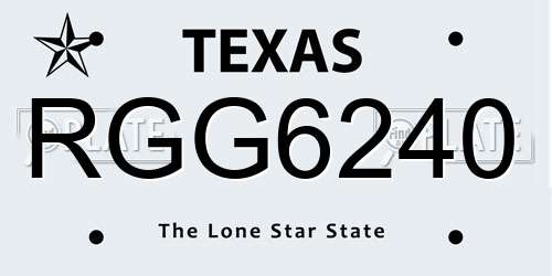 RGG6240 Texas License Plate