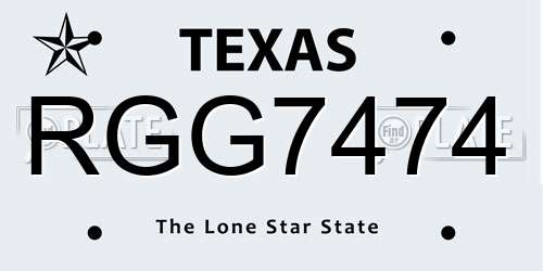 RGG7474 Texas License Plate