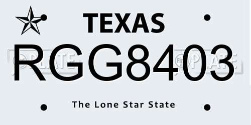 RGG8403 Texas License Plate