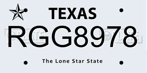 RGG8978 Texas License Plate