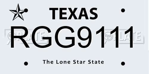 RGG9111 Texas License Plate