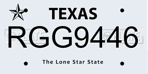 RGG9446 Texas License Plate