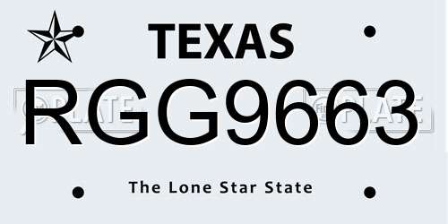 RGG9663 Texas License Plate