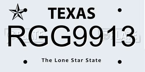 RGG9913 Texas License Plate