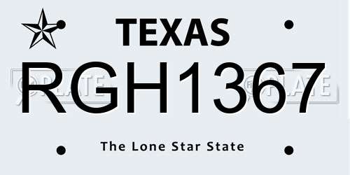 RGH1367 Texas License Plate