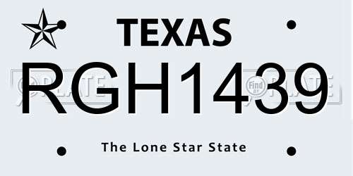 RGH1439 Texas License Plate
