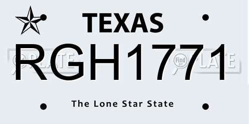 RGH1771 Texas License Plate