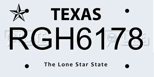 RGH6178 Texas License Plate