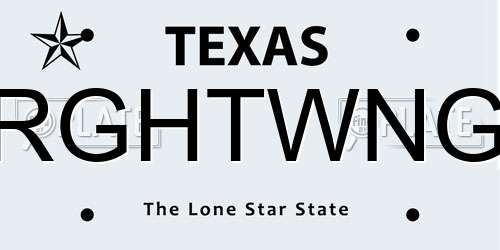 RGHTWNG Texas License Plate
